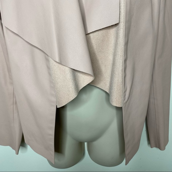 Zara Basic Drape Open Front  Jacket Faux Leather Suede Pink Size XSmall - Picture 4 of 9